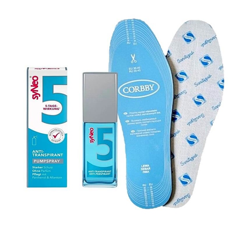 syNeo 5 UNISEX - 5 dniowy dezodorant w sprayu na nadpotliwość stóp + Protect • Wkładki z środkiem antybakteryjnym 
