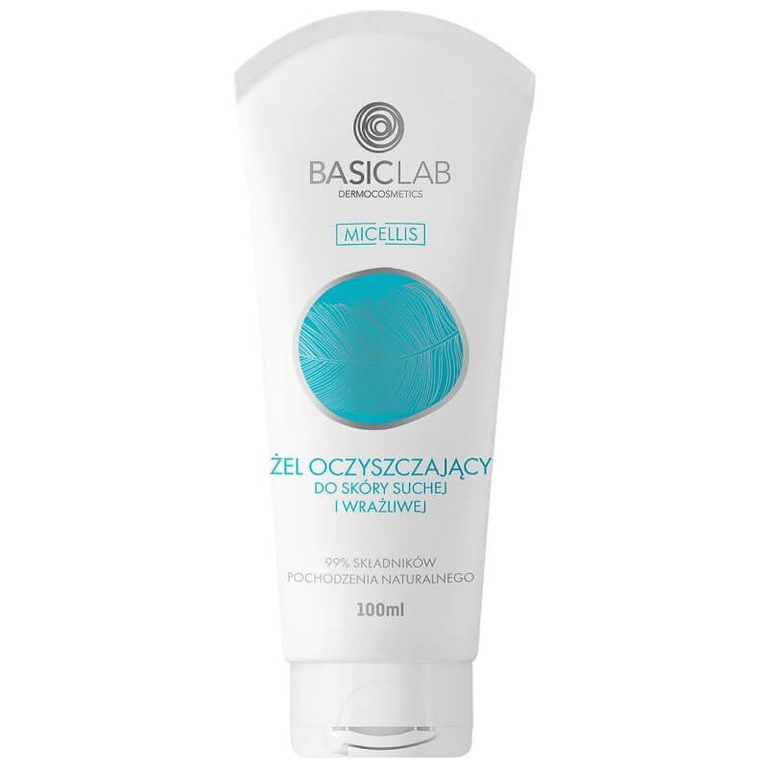 BasicLab • Żel oczyszczający do mycia twarzy, skóra sucha, wrażliwa 100 ml 