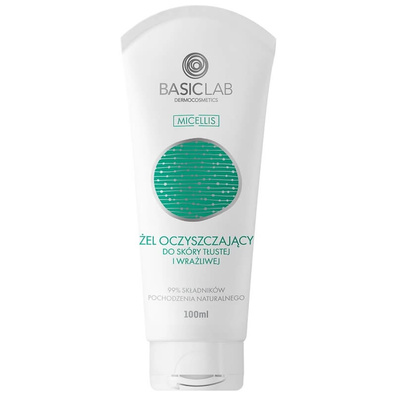 BasicLab • Żel oczyszczający do mycia twarzy skóra tłusta, wrażliwa 100 ml 