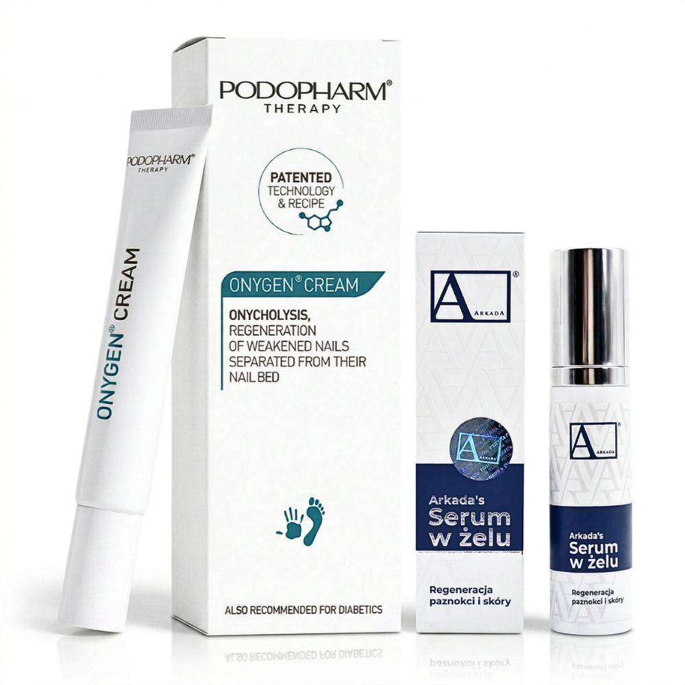 ONYGEN® Krem + Arkada Serum w żelu 15 ml • Zestaw do intensywnej regeneracji paznokci z onycholizą
