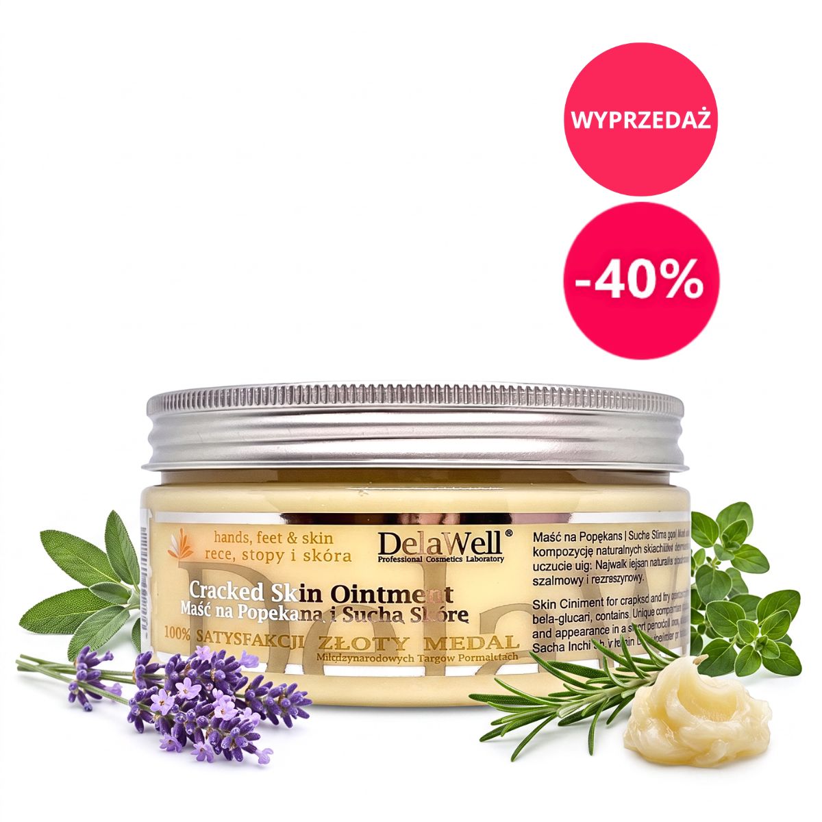 Maść DelaWell® - Pękająca Skóra Dłoni/Stóp, Grzybica, Alergia, Naturalne Olejki