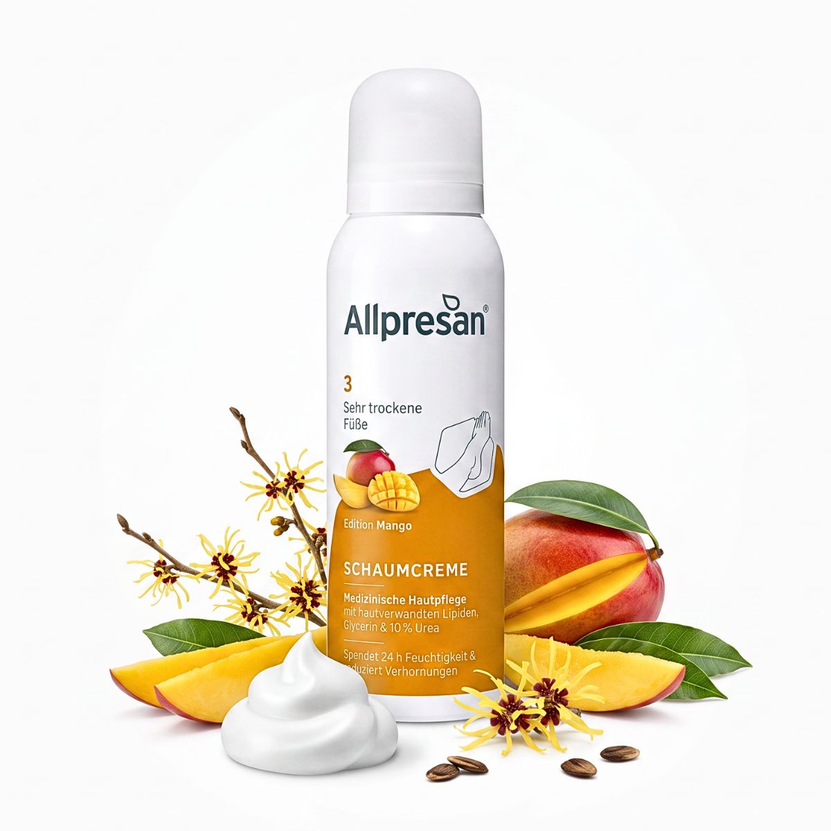  ALLPRESAN® Pedicare 3 – Krem do stóp w piance z 10% mocznikiem, Mango 125 ml