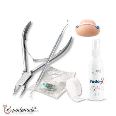 Zestaw na Wrastajace paznokcie: cęgi, sonda, tamponada, płyn