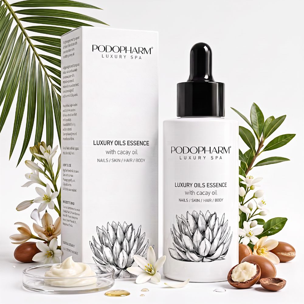 PODOPHARM® LUXURY OILS ESSENCE – Luksusowy olejek z olejem cacay do ciała, dłoni, stóp, paznokci i włosów 50 ml
